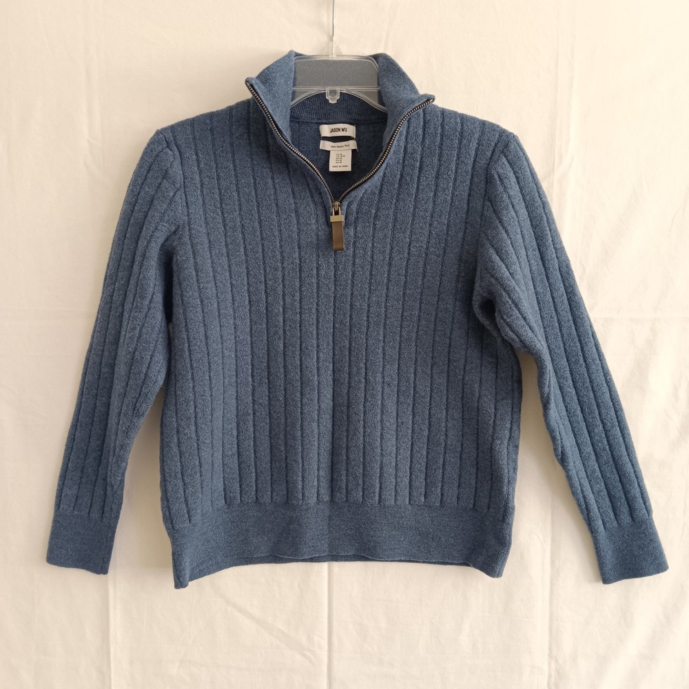 Jason Wu 100% Extra Fine Merino Wool Quarter Zip Sweater Quiet Luxury M *fits Sm